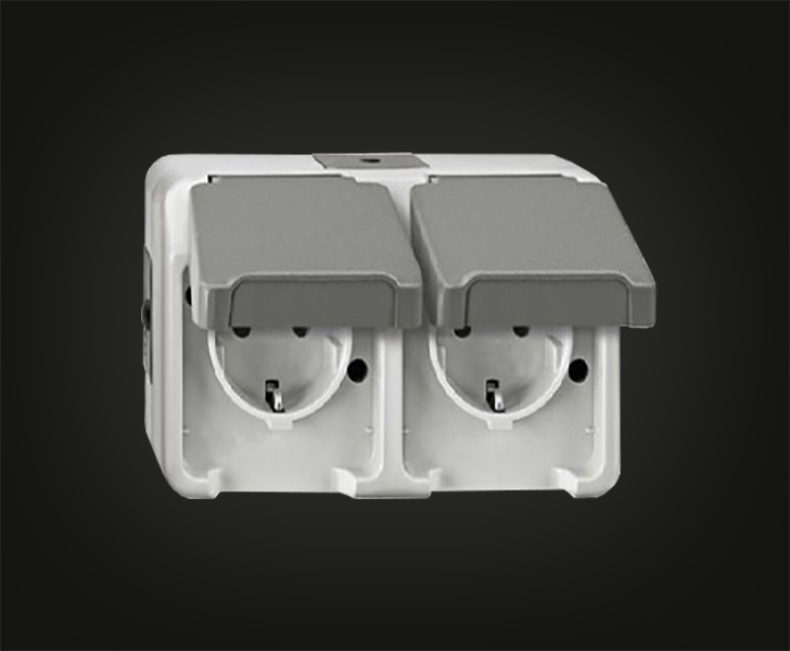 Pvc MT 2000 Double two-pin grounded socket Someco